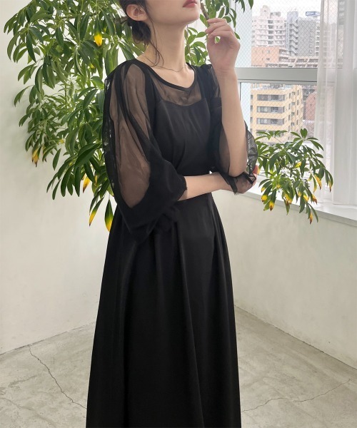 Rejoule(リジュール)の「シアースリーブハートネックワンピース(ワンピース・レディース・ブラック×ブラック/ブラック×ホワイト・FREE)」の12枚目の写真