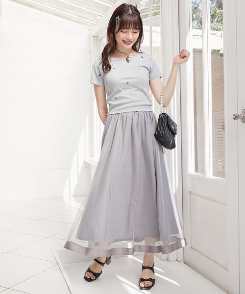 MAJESTIC LEGON（マジェスティックレゴン）の「ロマンティックエンブロイダリーTシャツ（Tシャツ/カットソー・レディース・ブラック/グレー/ブルー/オフホワイト/ブラック系その他/ピンク・MEDIUM）」の14枚目の写真