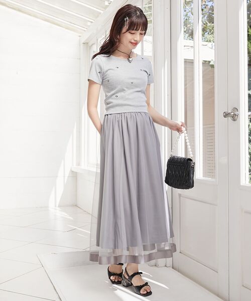 MAJESTIC LEGON（マジェスティックレゴン）の「ロマンティックエンブロイダリーTシャツ（Tシャツ/カットソー・レディース・ブラック/グレー/ブルー/オフホワイト/ブラック系その他/ピンク・MEDIUM）」の15枚目の写真