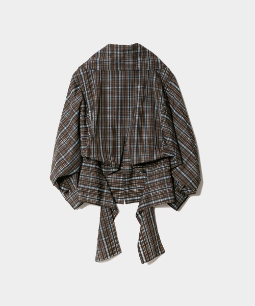 セール】double-end silk JQ check raffle blouse（シャツ/ブラウス 