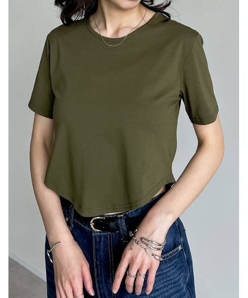 Re:EDIT(リエディ)の「ハイレグデザインコンパクトTシャツ(Tシャツ/カットソー・レディース・ブラック/ホワイト/チャコールグレー/カーキ/レッド系その他・LARGE/MEDIUM)」の18枚目の写真