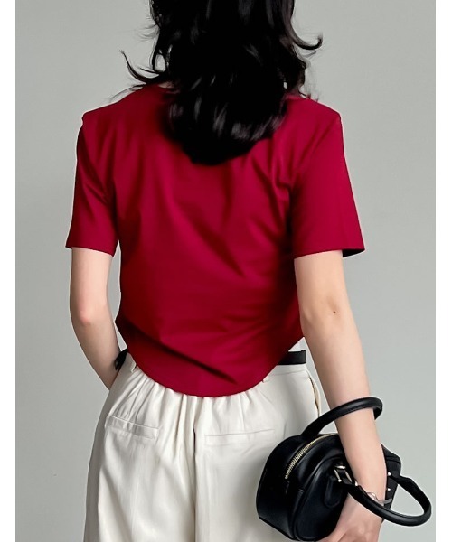 Re:EDIT(リエディ)の「ハイレグデザインコンパクトTシャツ(Tシャツ/カットソー・レディース・ブラック/ホワイト/チャコールグレー/カーキ/レッド系その他・LARGE/MEDIUM)」の14枚目の写真