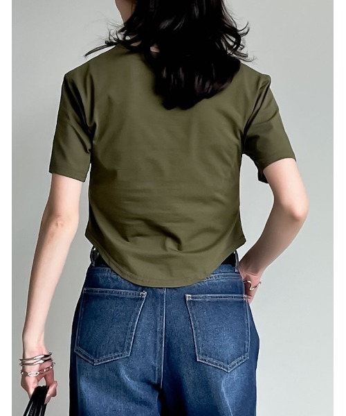 Re:EDIT(リエディ)の「ハイレグデザインコンパクトTシャツ(Tシャツ/カットソー・レディース・ブラック/ホワイト/チャコールグレー/カーキ/レッド系その他・LARGE/MEDIUM)」の20枚目の写真