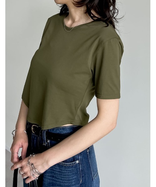 Re:EDIT(リエディ)の「ハイレグデザインコンパクトTシャツ(Tシャツ/カットソー・レディース・ブラック/ホワイト/チャコールグレー/カーキ/レッド系その他・LARGE/MEDIUM)」の21枚目の写真