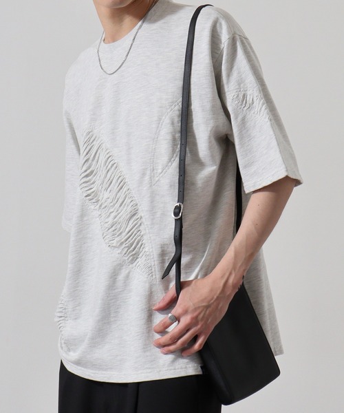 RE730(アールイーセブンサーティー)の「Damage processing Tee / ダメージTシャツ(Tシャツ/カットソー・メンズ・ブラック系1/ブラック/グレー・M/L)」の5枚目の写真