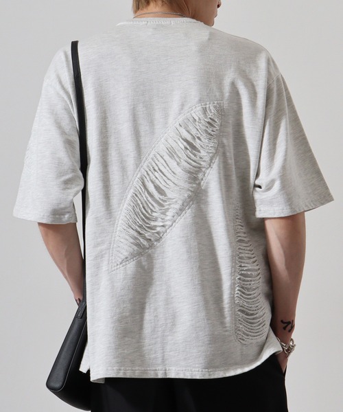 RE730(アールイーセブンサーティー)の「Damage processing Tee / ダメージTシャツ(Tシャツ/カットソー・メンズ・ブラック系1/ブラック/グレー・M/L)」の6枚目の写真