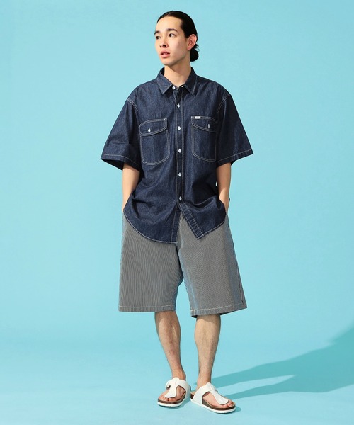 セール】Lee/リー ビッグワークポケット ハーフスリーブデニムシャツ