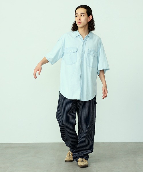 セール】Lee/リー ビッグワークポケット ハーフスリーブデニムシャツ