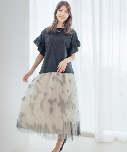 Jayro(ジャイロ)の「コットンフリル袖Tシャツ(Tシャツ/カットソー・レディース・ブラック/ホワイト/オフホワイト/ブラック系その他2・M)」の9枚目の写真