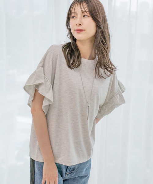 Jayro(ジャイロ)の「コットンフリル袖Tシャツ(Tシャツ/カットソー・レディース・ブラック/ホワイト/オフホワイト/ブラック系その他2・M)」の10枚目の写真