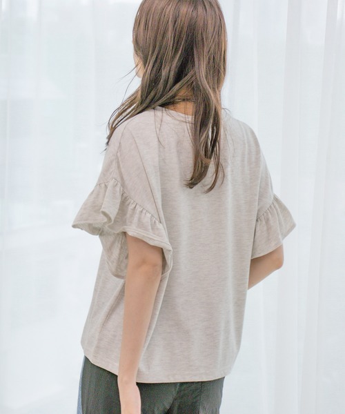 Jayro(ジャイロ)の「コットンフリル袖Tシャツ(Tシャツ/カットソー・レディース・ブラック/ホワイト/オフホワイト/ブラック系その他2・M)」の12枚目の写真