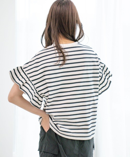 Jayro(ジャイロ)の「コットンフリル袖Tシャツ(Tシャツ/カットソー・レディース・ブラック/ホワイト/オフホワイト/ブラック系その他2・M)」の21枚目の写真