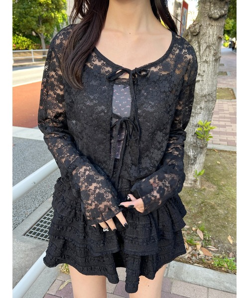 PHILLY（フィリー）の「【PHILLY】リボンレースカーディガン（Tシャツ