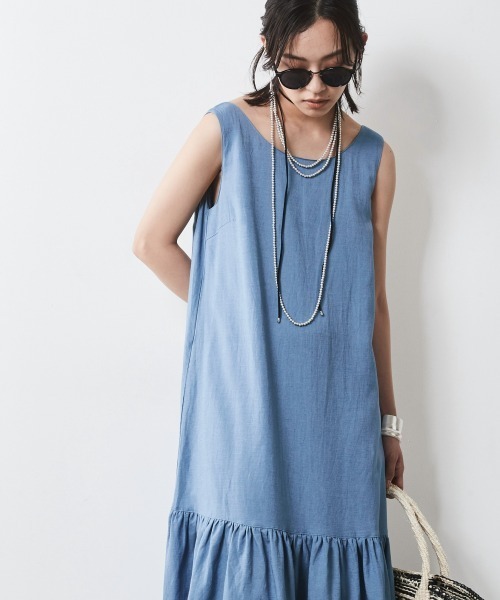 CHIC STYLE(シックスタイル)の「<大きいサイズ>レーヨン麻ノースリーブマキシワンピース シックスタイル(ワンピース・レディース・ブラウン/ブラック/ブルー・LL/3L/4L/5L/L)」の15枚目の写真