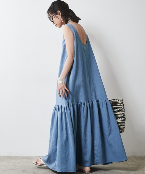 CHIC STYLE(シックスタイル)の「<大きいサイズ>レーヨン麻ノースリーブマキシワンピース シックスタイル(ワンピース・レディース・ブラウン/ブラック/ブルー・LL/3L/4L/5L/L)」の16枚目の写真