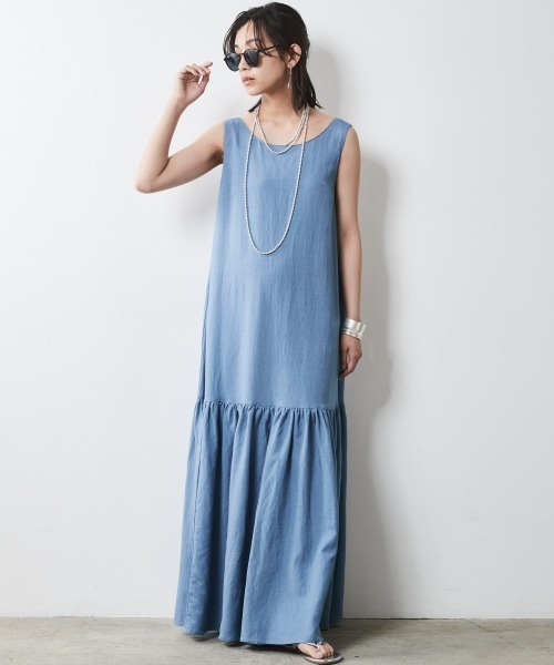 CHIC STYLE(シックスタイル)の「<大きいサイズ>レーヨン麻ノースリーブマキシワンピース シックスタイル(ワンピース・レディース・ブラウン/ブラック/ブルー・LL/3L/4L/5L/L)」の17枚目の写真