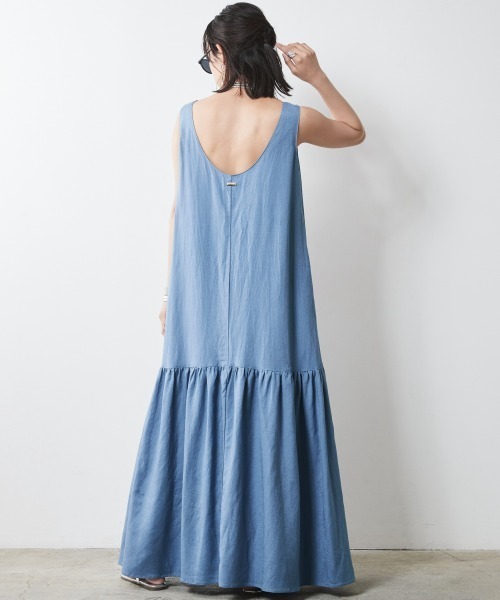 CHIC STYLE(シックスタイル)の「<大きいサイズ>レーヨン麻ノースリーブマキシワンピース シックスタイル(ワンピース・レディース・ブラウン/ブラック/ブルー・LL/3L/4L/5L/L)」の5枚目の写真
