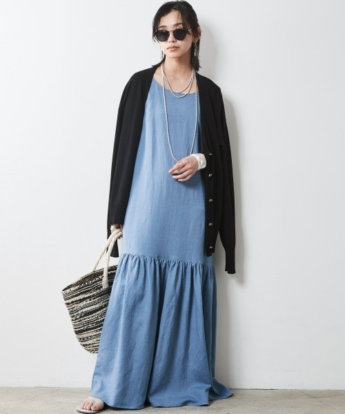 CHIC STYLE(シックスタイル)の「<大きいサイズ>レーヨン麻ノースリーブマキシワンピース シックスタイル(ワンピース・レディース・ブラウン/ブラック/ブルー・LL/3L/4L/5L/L)」の6枚目の写真