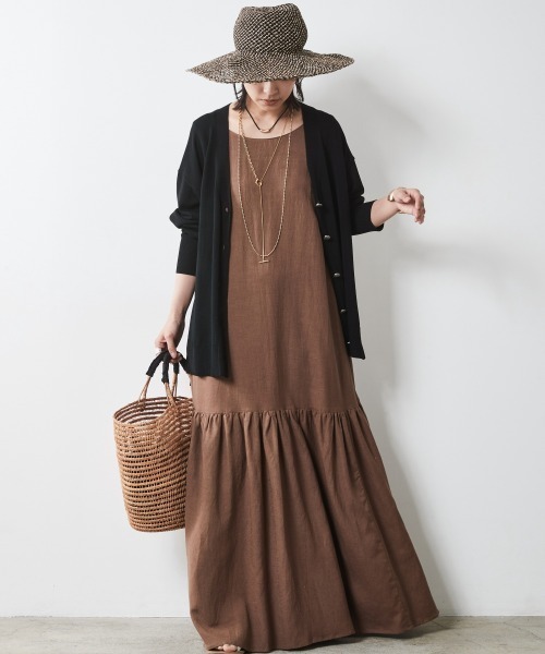 CHIC STYLE(シックスタイル)の「<大きいサイズ>レーヨン麻ノースリーブマキシワンピース シックスタイル(ワンピース・レディース・ブラウン/ブラック/ブルー・LL/3L/4L/5L/L)」の10枚目の写真