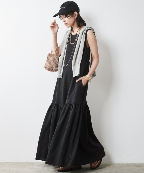 CHIC STYLE(シックスタイル)の「<大きいサイズ>レーヨン麻ノースリーブマキシワンピース シックスタイル(ワンピース・レディース・ブラウン/ブラック/ブルー・LL/3L/4L/5L/L)」の13枚目の写真