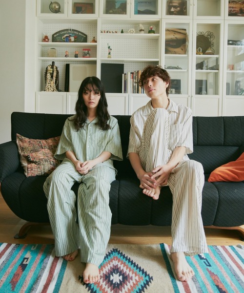 Camphor wood（カンファーウッド）の「stripe relax pajamas shirts / ストライプパジャマシャツ（シャツ/ブラウス・メンズ・グリーン/アイボリー・SMALL/MEDIUM/LARGE）」の10枚目の写真