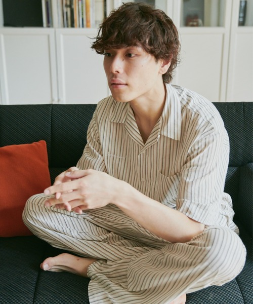 Camphor wood（カンファーウッド）の「stripe relax pajamas shirts / ストライプパジャマシャツ（シャツ/ブラウス・メンズ・グリーン/アイボリー・SMALL/MEDIUM/LARGE）」の14枚目の写真