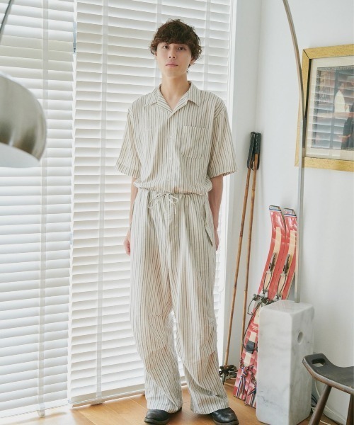 Camphor wood（カンファーウッド）の「stripe relax pajamas shirts / ストライプパジャマシャツ（シャツ/ブラウス・メンズ・グリーン/アイボリー・SMALL/MEDIUM/LARGE）」の15枚目の写真