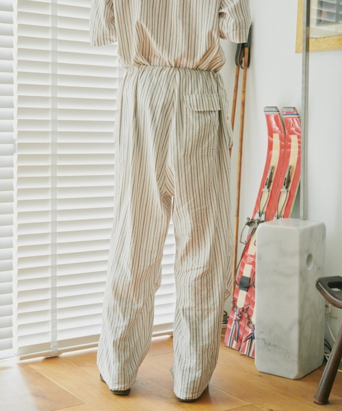 Camphor wood（カンファーウッド）の「stripe relax pajamas shirts / ストライプパジャマシャツ（シャツ/ブラウス・メンズ・グリーン/アイボリー・SMALL/MEDIUM/LARGE）」の5枚目の写真