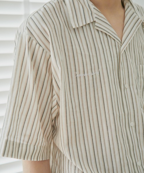 Camphor wood（カンファーウッド）の「stripe relax pajamas shirts / ストライプパジャマシャツ（シャツ/ブラウス・メンズ・グリーン/アイボリー・SMALL/MEDIUM/LARGE）」の11枚目の写真