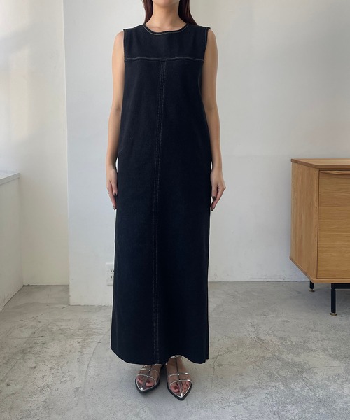 CAPRICIEUX LE'MAGE（カプリシューレマージュ）の「【低身長・高身長サイズあり】デニムIラインワンピース（ワンピース・レディース・ネイビー/ブラック・PS/TM/FREE）」の11枚目の写真