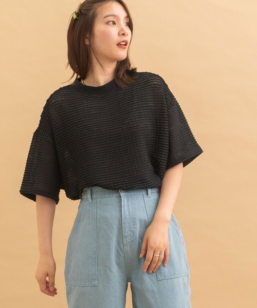 POU DOU DOU(プードゥドゥ)の「レースジャガードプルオーバー(Tシャツ/カットソー・レディース・オフホワイト/ブラック/ライトブルー・3)」の11枚目の写真