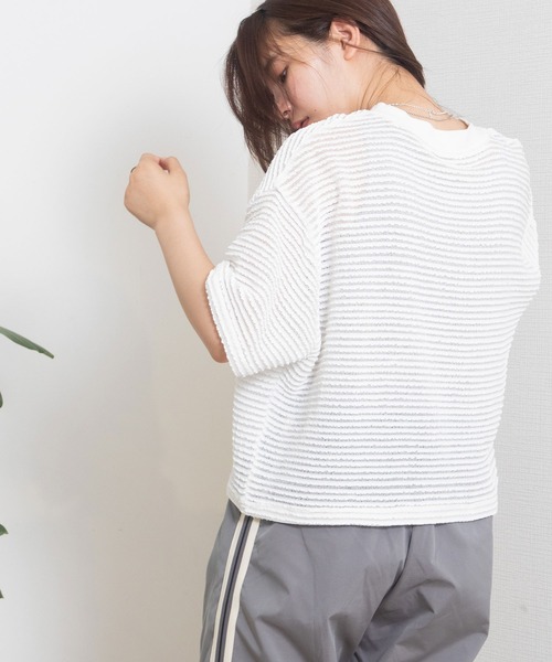 POU DOU DOU(プードゥドゥ)の「レースジャガードプルオーバー(Tシャツ/カットソー・レディース・オフホワイト/ブラック/ライトブルー・3)」の20枚目の写真
