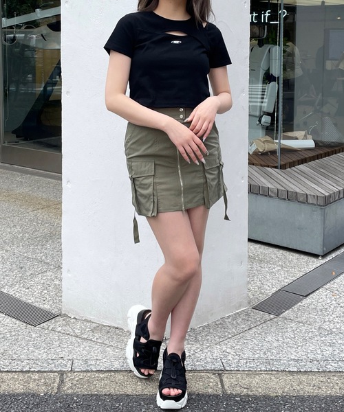 one way(ワンウェイ)の「カットアウトTシャツ(Tシャツ/カットソー・レディース・ホワイト/ブラック/ブラック系その他/ダークグレー・FREE)」の19枚目の写真