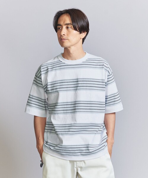 BEAUTY&YOUTH UNITED ARROWS（ビューティーアンドユースユナイテッドアローズ）の「10oz ヘビー ボーダー クルーネック Tシャツ（Tシャツ/カットソー・メンズ・ホワイト/ライトグレー/ダークグレー・L/XL/XXL/M/S）」の9枚目の写真