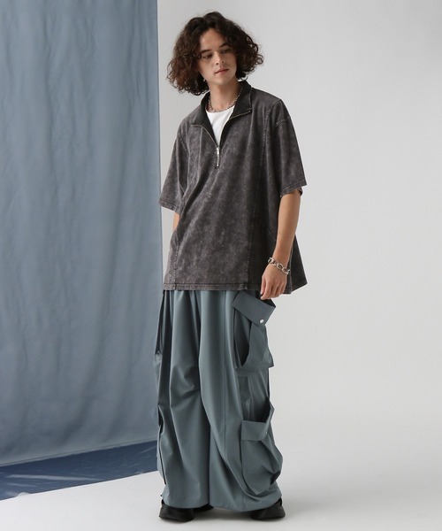 HARE（ハレ）の「ピグメントキリカエBIGハーフZIP (HARE)（Tシャツ/カットソー・メンズ・レッド/ブラック/グレー・FREE）」の12枚目の写真