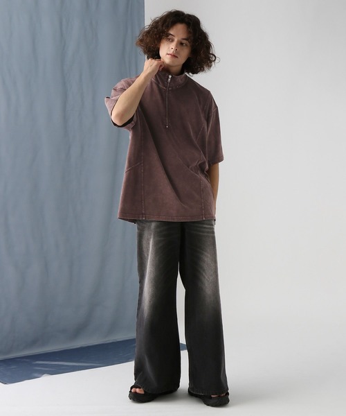 HARE（ハレ）の「ピグメントキリカエBIGハーフZIP (HARE)（Tシャツ/カットソー・メンズ・レッド/ブラック/グレー・FREE）」の7枚目の写真