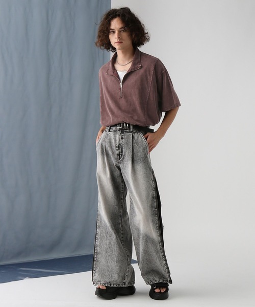 HARE（ハレ）の「ピグメントキリカエBIGハーフZIP (HARE)（Tシャツ/カットソー・メンズ・レッド/ブラック/グレー・FREE）」の6枚目の写真