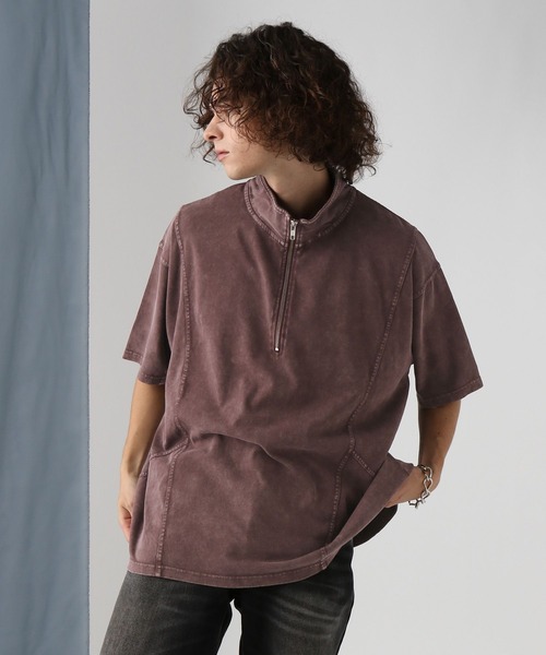 HARE（ハレ）の「ピグメントキリカエBIGハーフZIP (HARE)（Tシャツ/カットソー・メンズ・レッド/ブラック/グレー・FREE）」の5枚目の写真