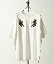 ATELANE/シルケット天竺トラ、フラワー、刺繍S/S Tee