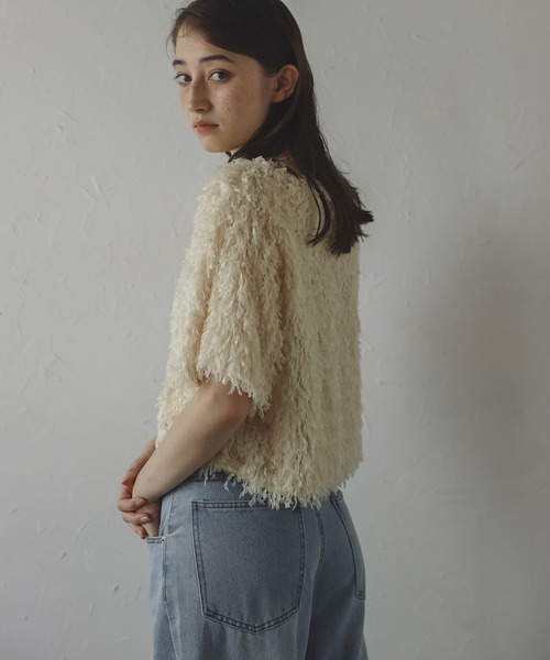 MINERTE(ミネルテ)の「【MINERTE】fringe tops / フリンジトップス(Tシャツ/カットソー・レディース・キナリ/ブラック・FREE)」の1枚目の写真
