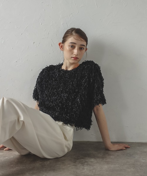 売り切れました。フリンジカットソー MINERTE（ミネルテ）の「【MINERTE】fringe tops / フリンジトップス