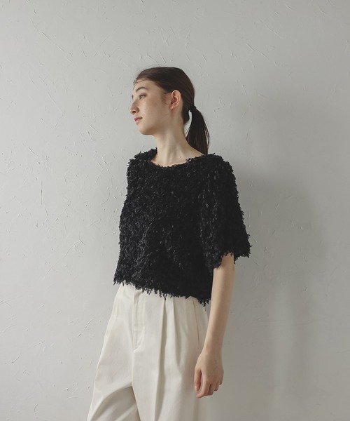MINERTE(ミネルテ)の「【MINERTE】fringe tops / フリンジトップス(Tシャツ/カットソー・レディース・キナリ/ブラック・FREE)」の15枚目の写真