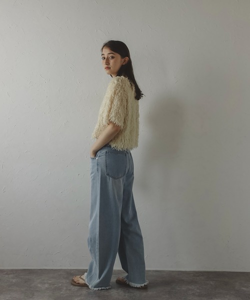 MINERTE(ミネルテ)の「【MINERTE】fringe tops / フリンジトップス(Tシャツ/カットソー・レディース・キナリ/ブラック・FREE)」の4枚目の写真