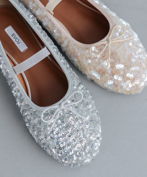 EVOL(イーボル)の「【EVOL】スパンコールラウンドバレエ IX5530(バレエシューズ・レディース・マルチ/シルバー/ブラック/ベージュ・22.5cm/22.0cm/23.5cm/23.0cm/25.0cm/24.5cm/24.0cm)」の3枚目の写真