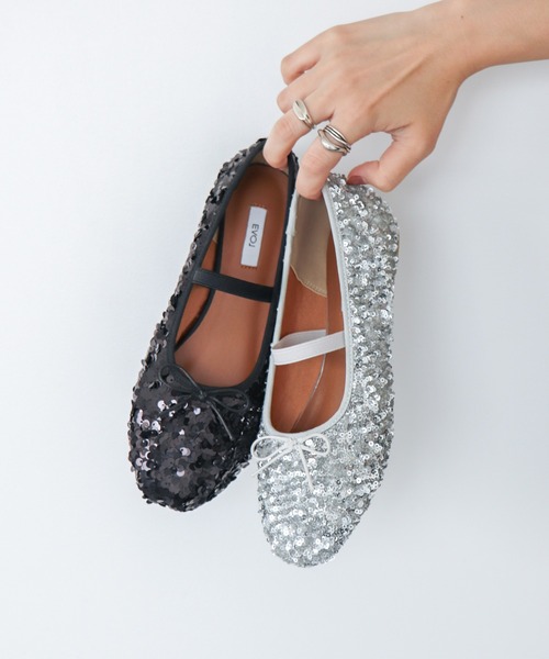 EVOL(イーボル)の「【EVOL】スパンコールラウンドバレエ IX5530(バレエシューズ・レディース・マルチ/シルバー/ブラック/ベージュ・22.5cm/22.0cm/23.5cm/23.0cm/25.0cm/24.5cm/24.0cm)」の2枚目の写真