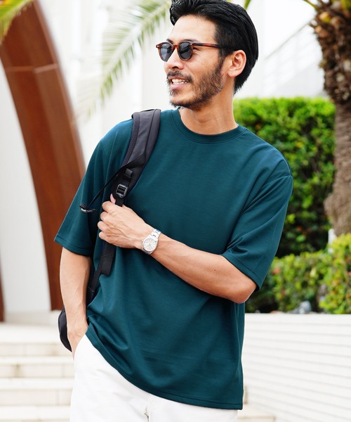 jiggys shop(ジギーズショップ)の「TR/PU スムース 5分袖 無地 Tシャツ カットソー(Tシャツ/カットソー・メンズ・ホワイト/グレー/チャコール/マスタード/ブルーグリーン・MEDIUM/LARGE/X-LARGE)」の5枚目の写真