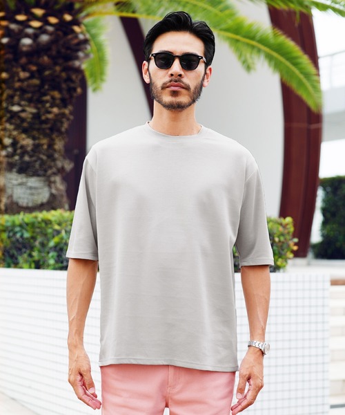 jiggys shop(ジギーズショップ)の「TR/PU スムース 5分袖 無地 Tシャツ カットソー(Tシャツ/カットソー・メンズ・ホワイト/グレー/チャコール/マスタード/ブルーグリーン・MEDIUM/LARGE/X-LARGE)」の6枚目の写真