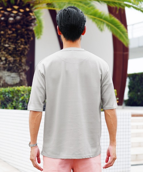 jiggys shop(ジギーズショップ)の「TR/PU スムース 5分袖 無地 Tシャツ カットソー(Tシャツ/カットソー・メンズ・ホワイト/グレー/チャコール/マスタード/ブルーグリーン・MEDIUM/LARGE/X-LARGE)」の8枚目の写真