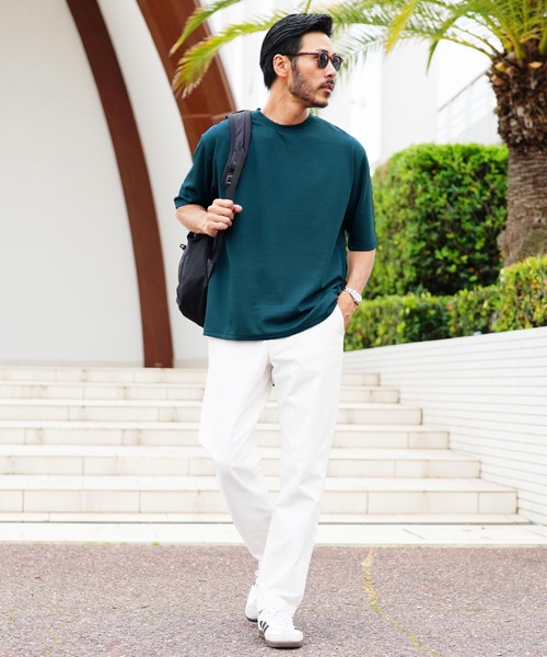 jiggys shop(ジギーズショップ)の「TR/PU スムース 5分袖 無地 Tシャツ カットソー(Tシャツ/カットソー・メンズ・ホワイト/グレー/チャコール/マスタード/ブルーグリーン・MEDIUM/LARGE/X-LARGE)」の19枚目の写真