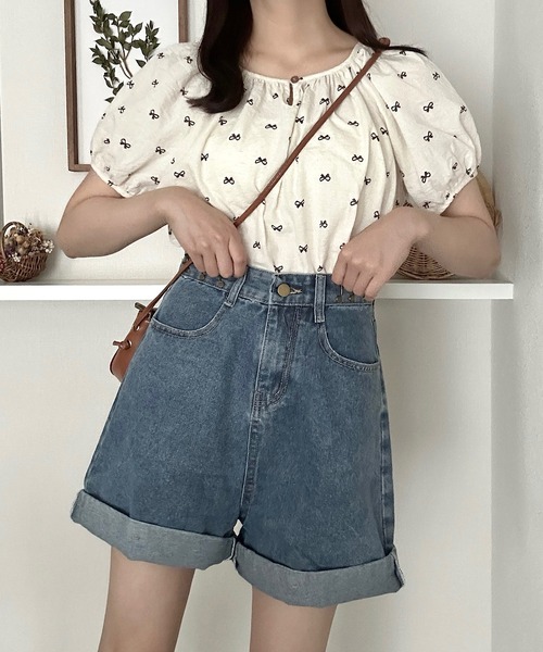 Cham.(チャム)の「デニムショートパンツ(デニムパンツ・レディース・ブルー/ブラック・S/M/L)」の5枚目の写真